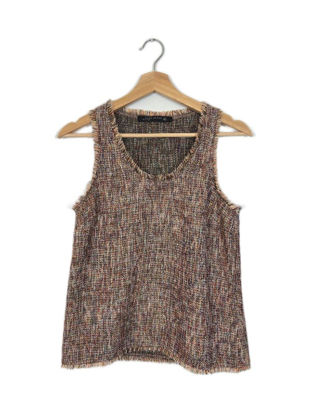 Zara Women's Fringe Tweed Top Size XS Multicolor Classic Preppy Fall Office Cozy